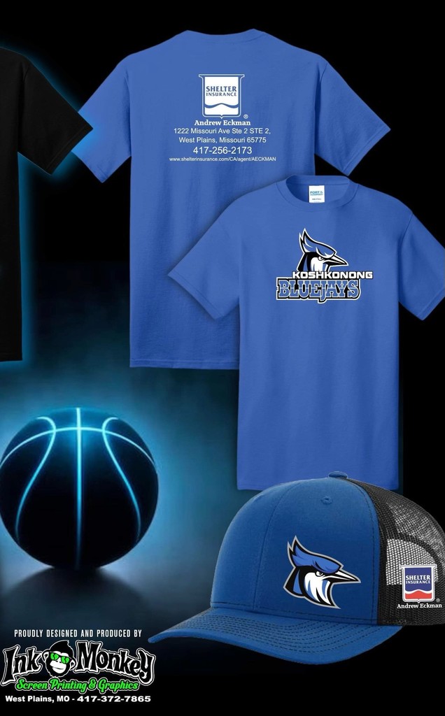 Andrew Eckman of Shelter Insurance has donated shirts and hats for Homecoming 2024.