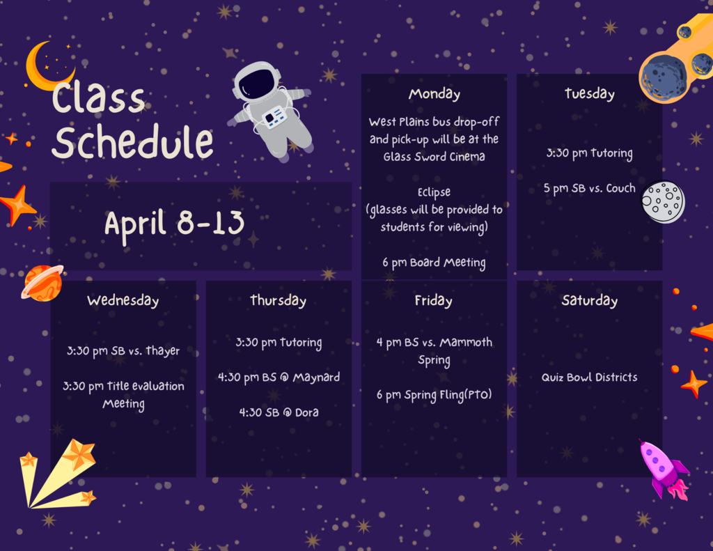 Week at a Glance April 8-13