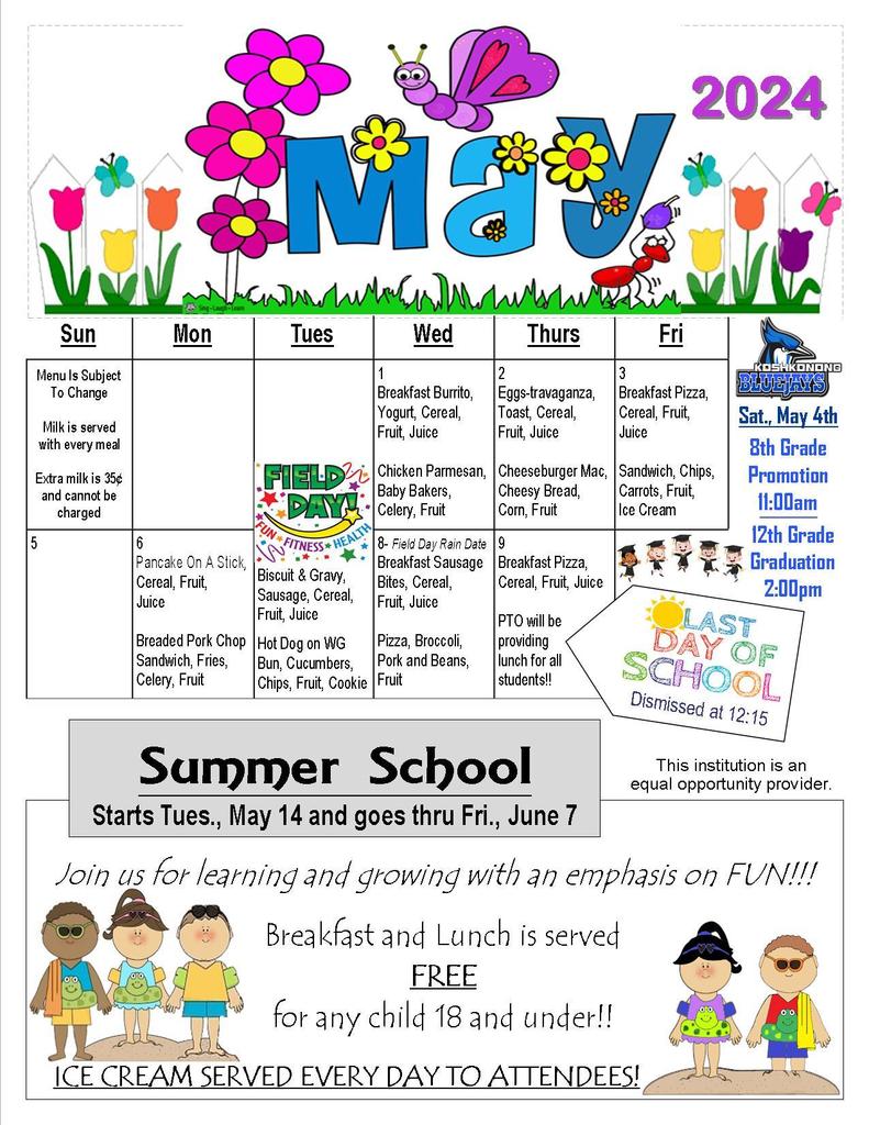 May Lunch Menu
