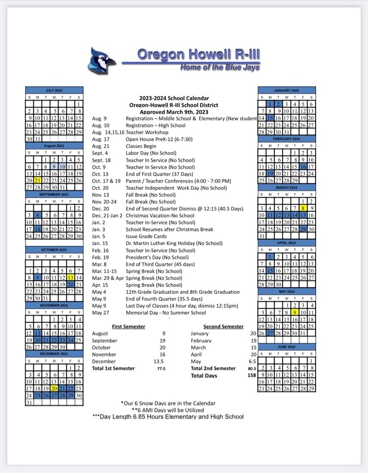academic calendar