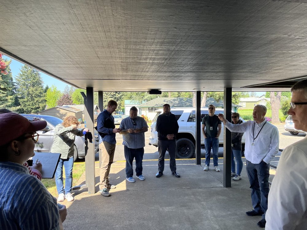 People gathering outside for the General 2025 Bond Update.