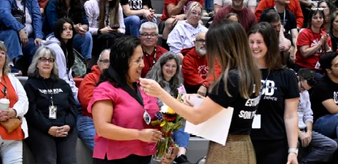 Elizabeth Recieving award and flowers