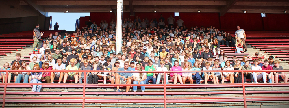 All CAIS staff & students at the stadium