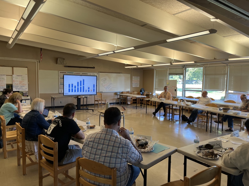 A room full of people for a meeting