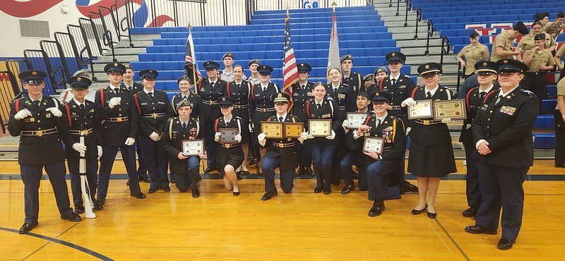 JROTc cadets showing awards at the jrotc competition in washington  