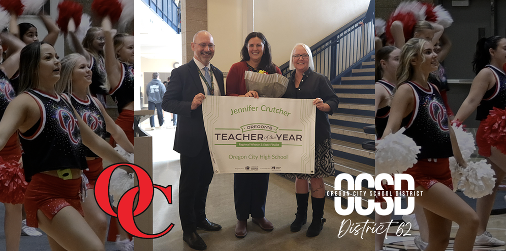 Jennifer Crutch getting the regional teacher of the year award