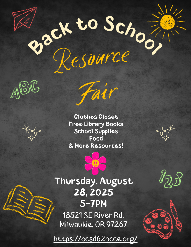 Back to School Resource Fair on black background  Thurs. August 28 5-7 p.m  Jennings Lodge