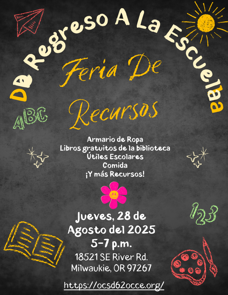 De Regreso A La Escuela Feria De Recursos Jennings Lodge Jueves 28, de Agosto 5-7 p.m.