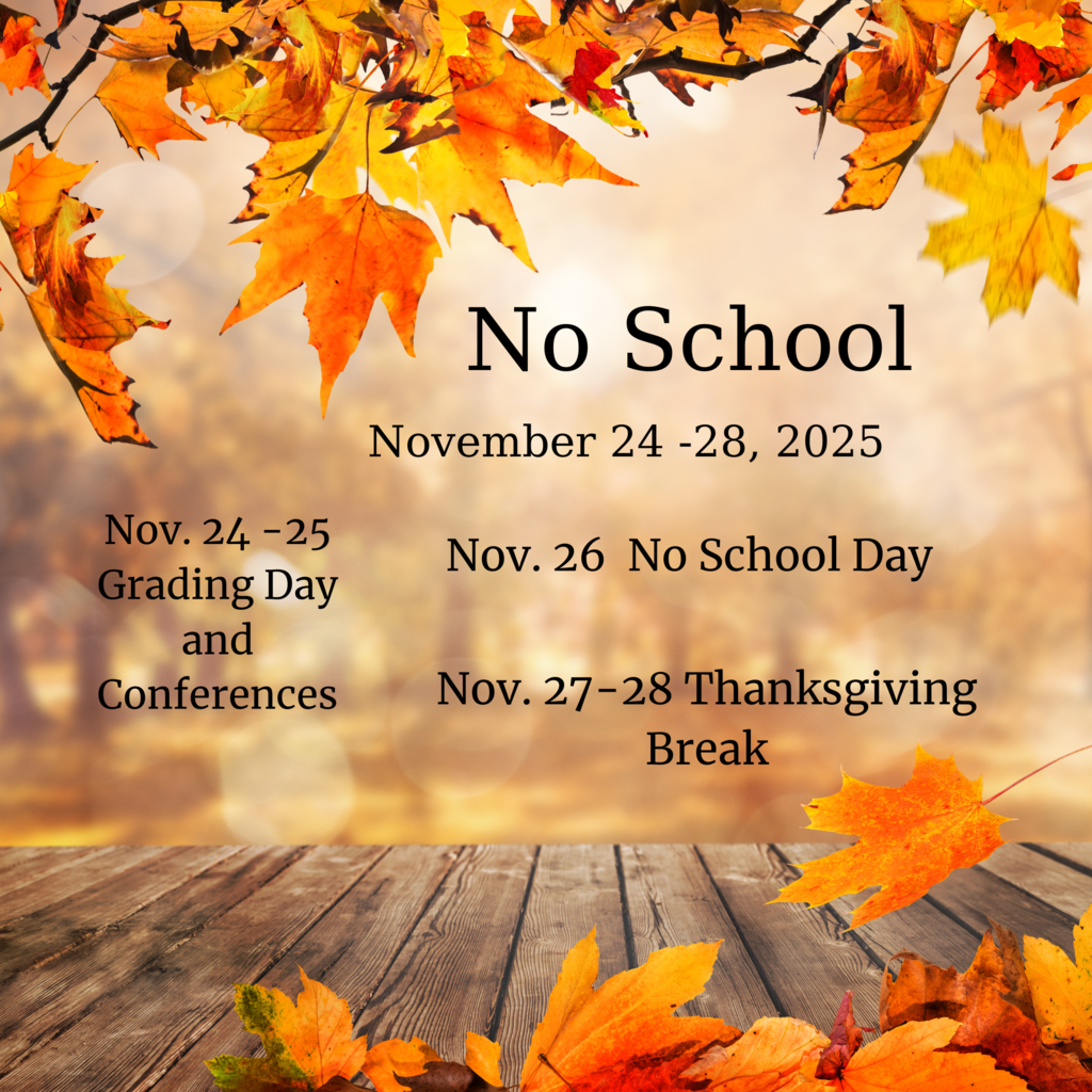 No School with November dates on a fall background