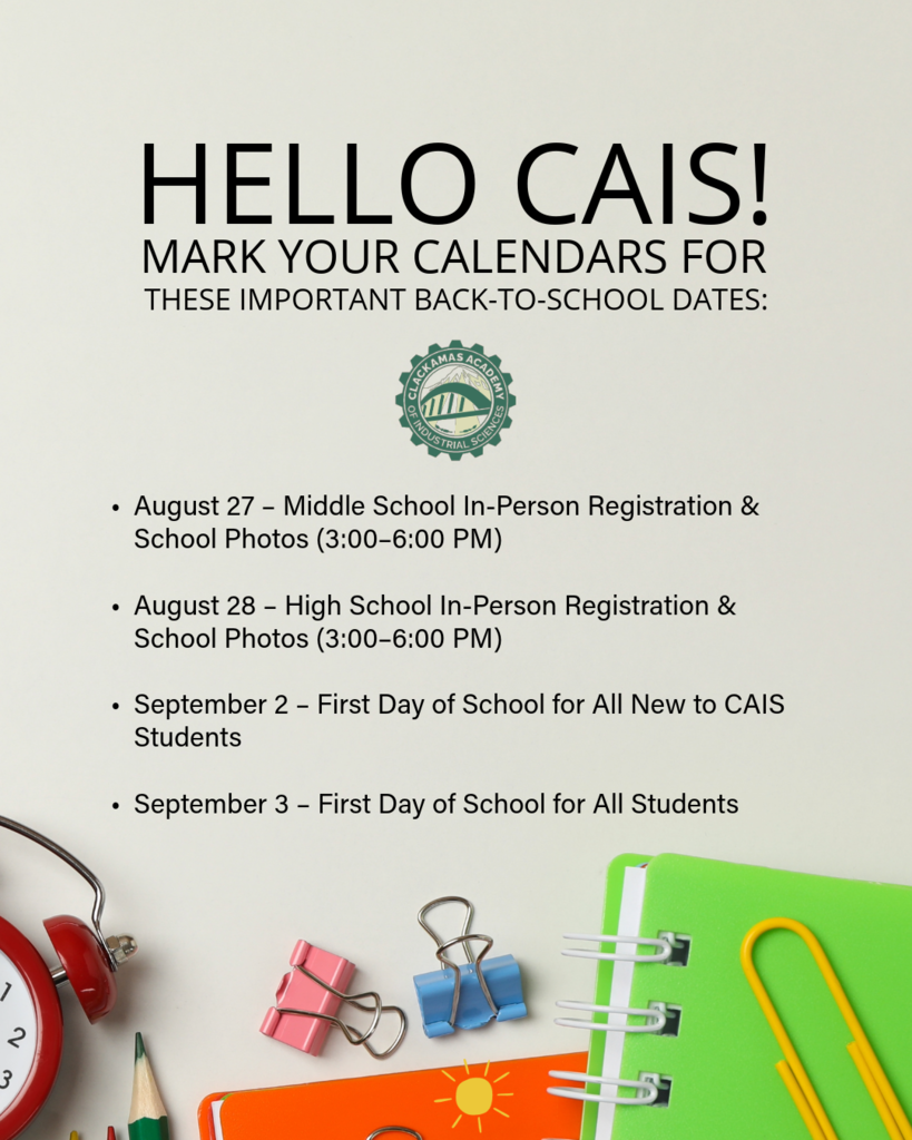 Back to school important dates