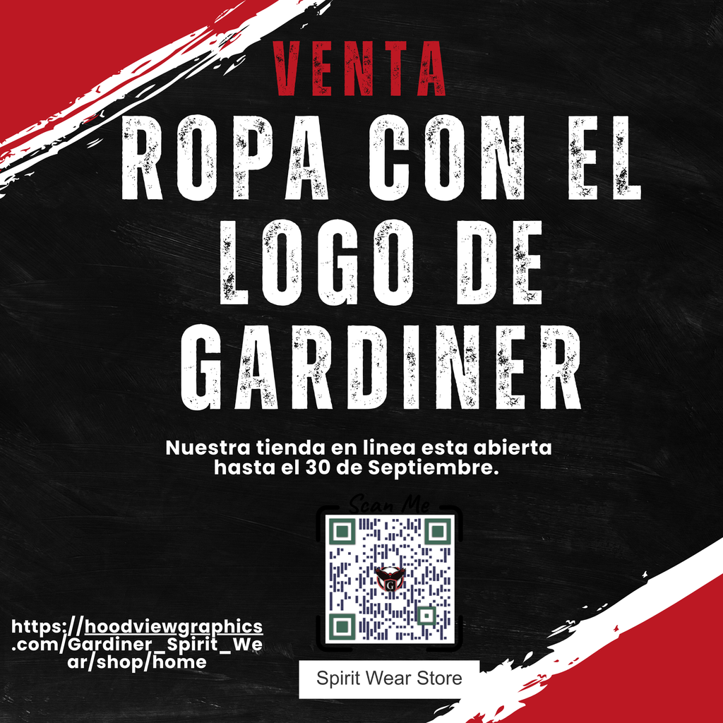 Spirit Wear Sale in Spanish on black, red and white background with qr code