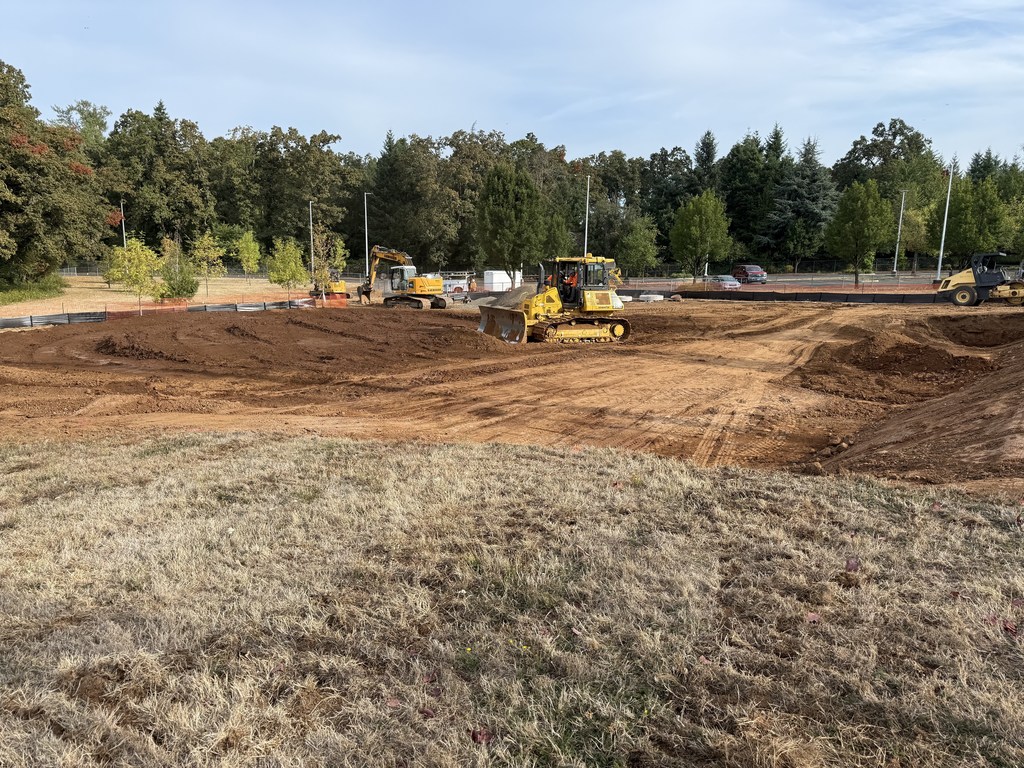 Dozer pushing dirt
