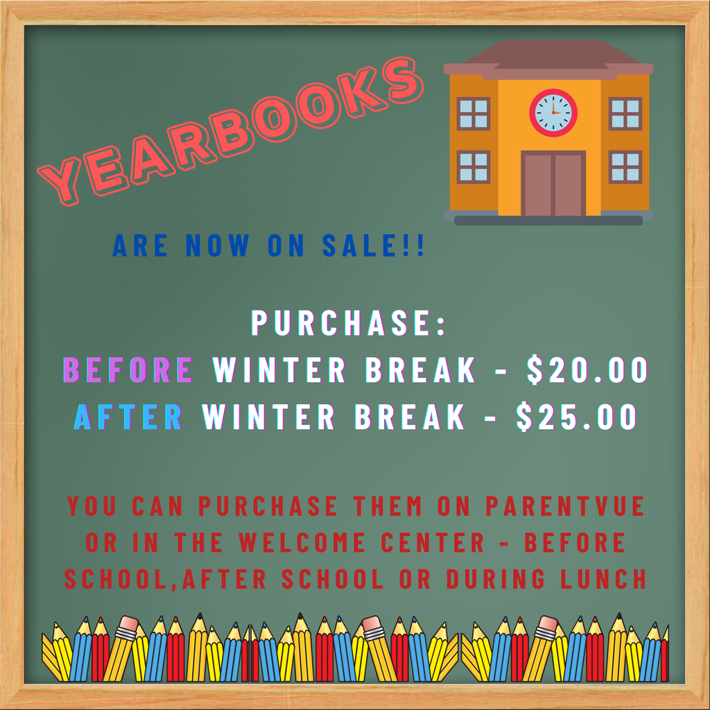 Yearbook on sale information on green chalkboard background
