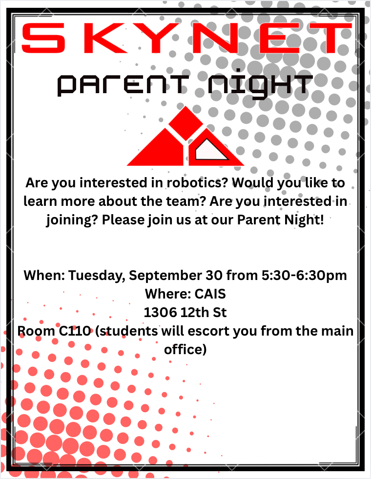Skynet Robotic club flyer