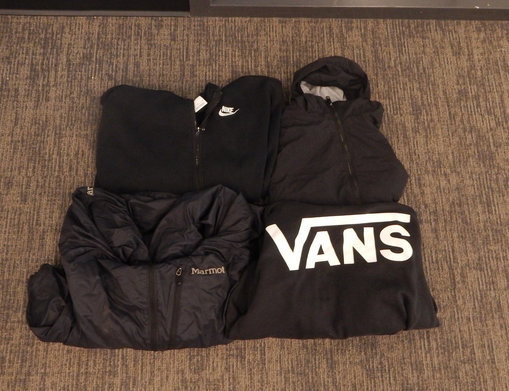 Four black jackets/sweatshirts