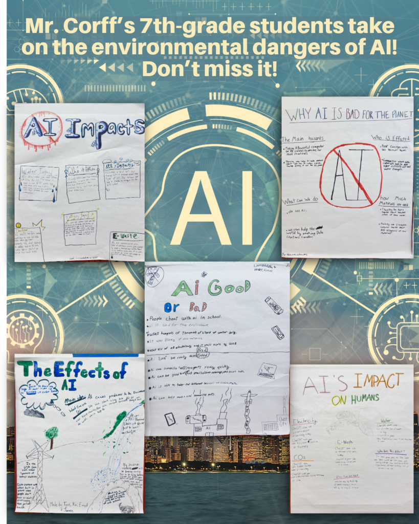Mr. Corff’s 7th-grade students take on the environmental dangers of AI