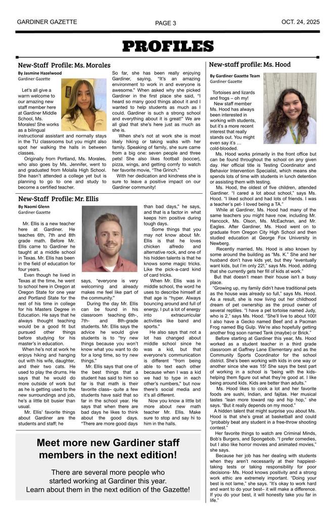 Gardiner Gazette - various  articles