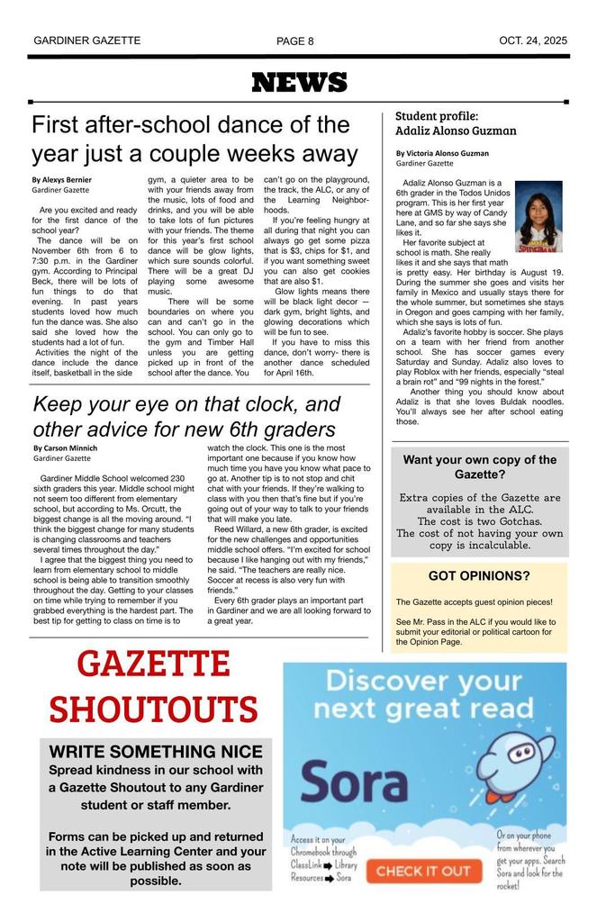 Gardiner Gazette - various  articles