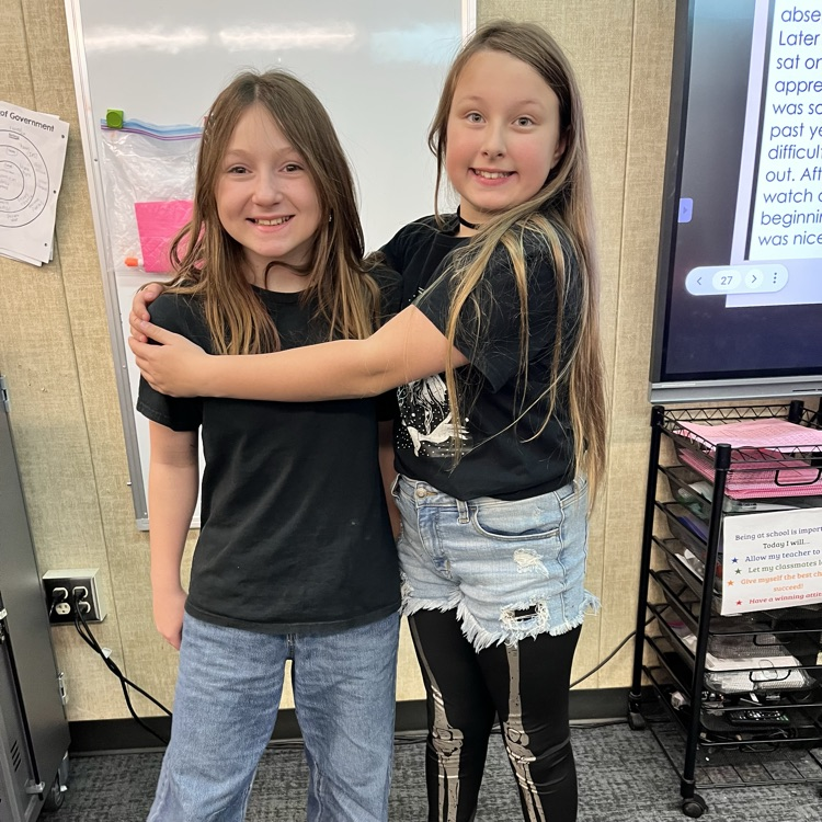 Students wearing black.