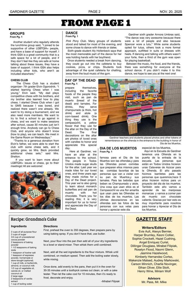 Gardiner Gazette page two - continuation of front page articles