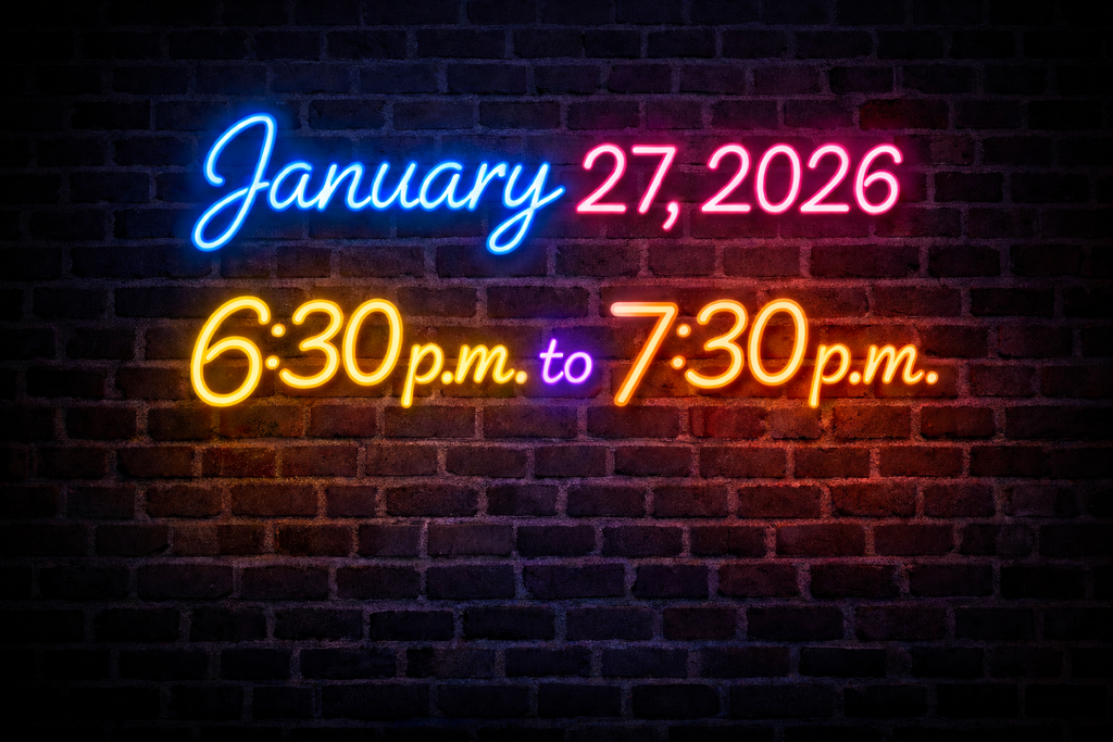 January 27, 2026 from 6:30 pm to 7:30 pm