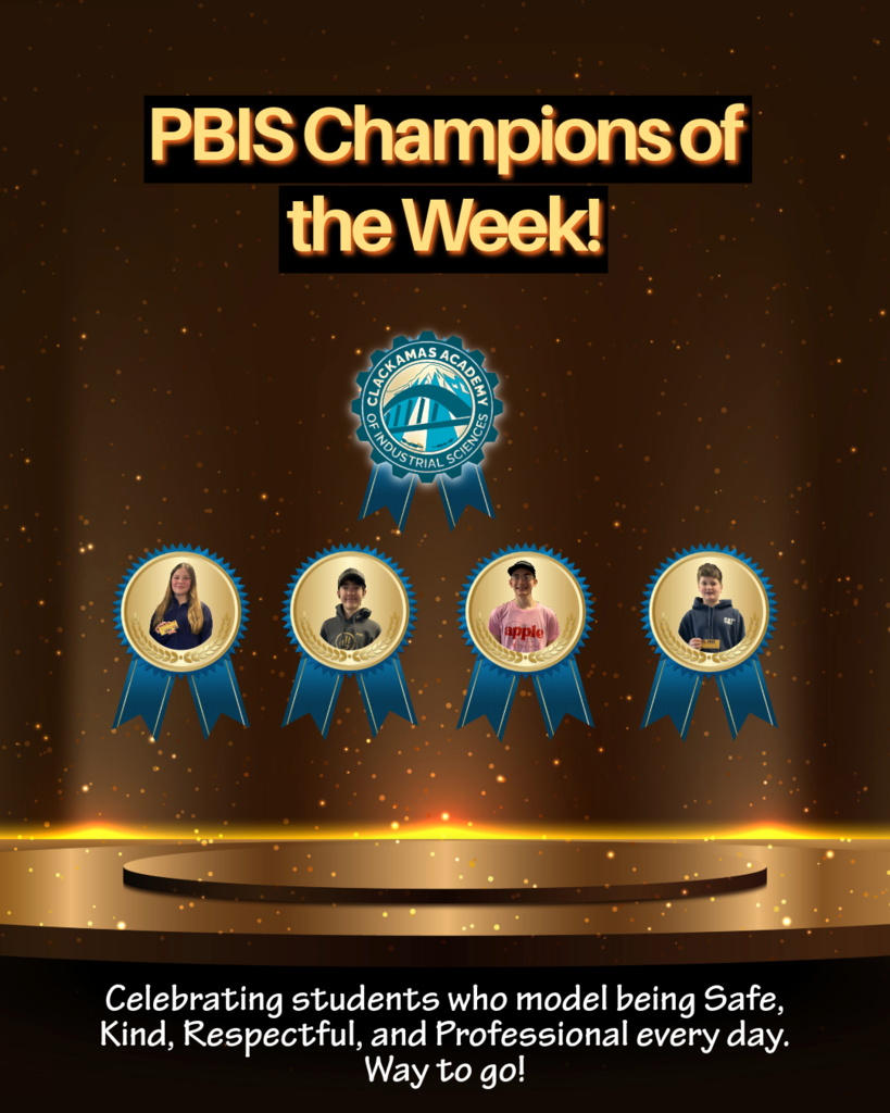 Celebrating students who model being Safe, Kind, Respectful, and Professional every day. Way to go!