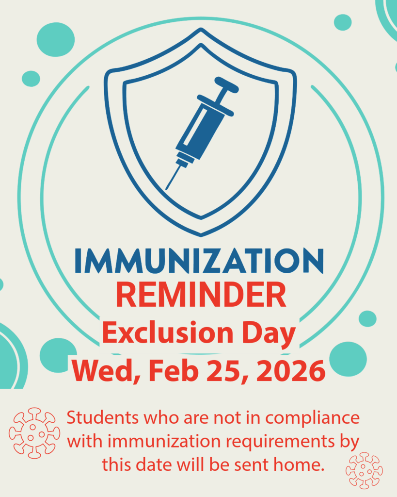 Students who are still out of compliance by February 25 will be sent home.