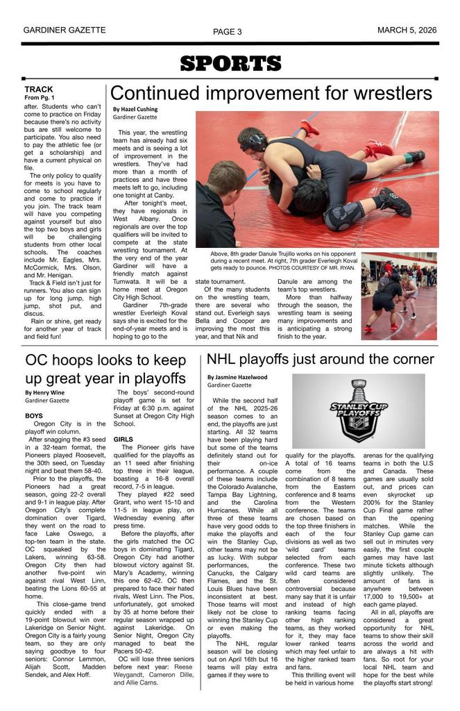 Gardiner Gazette page three - volume 7 edition 5