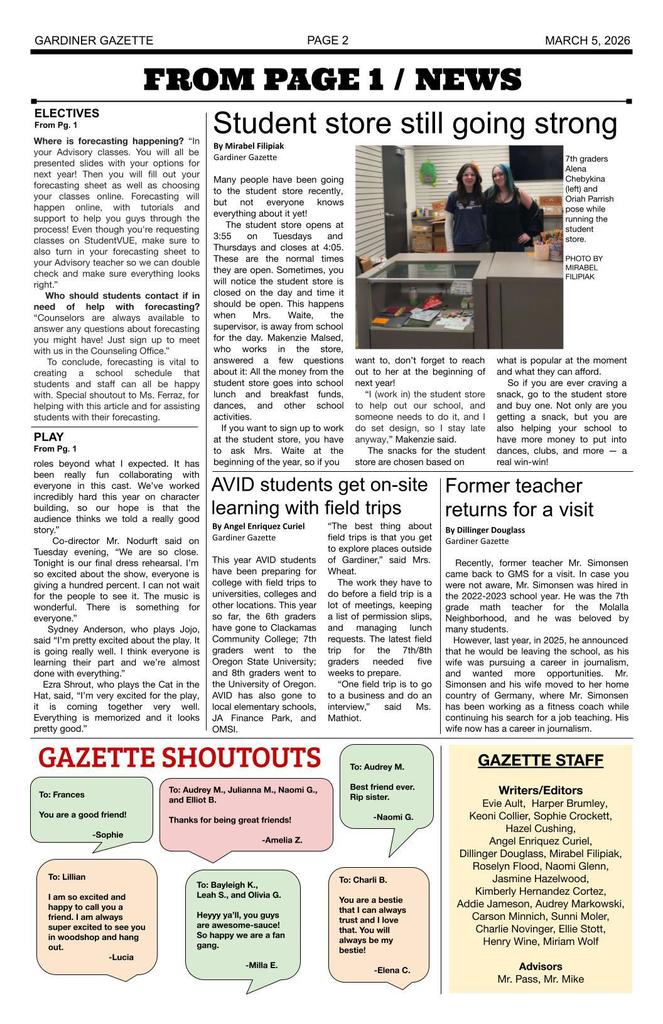 Gardiner Gazette page two  - volume 7 edition 5