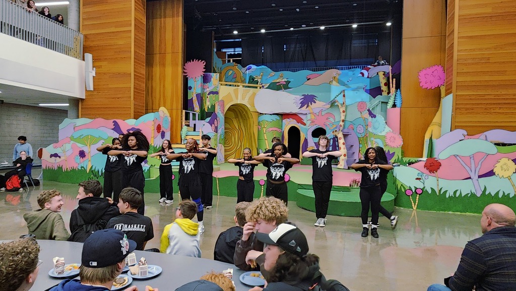 Jefferson Dancers dancing in Gardiner Middle School cafeteria