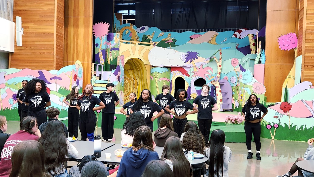 Jefferson Dancers dancing in Gardiner Middle School cafeteria