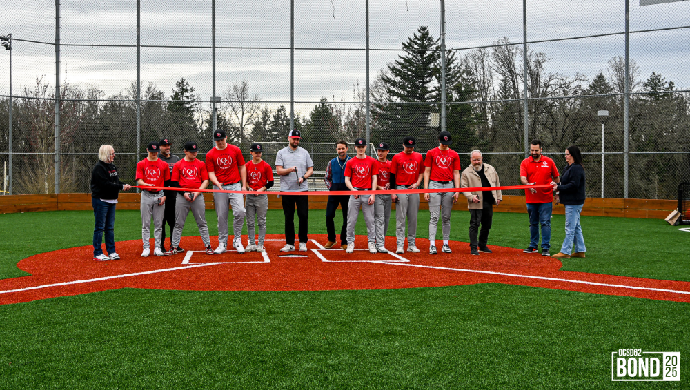 OCHS Varsity Baseball Ribbon Cutting, Baseball players, school staff, and bond teams were present