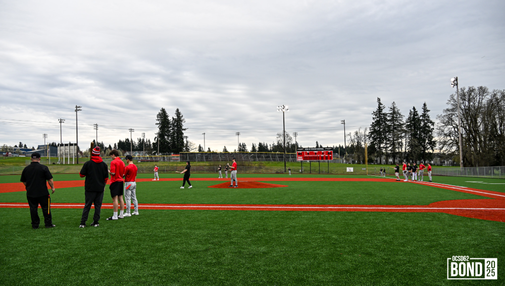 OCHS Varsity Baseball Ribbon Cutting, Baseball players, school staff, and bond teams were present