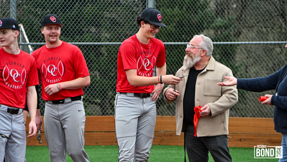 OCHS Varsity Baseball Ribbon Cutting, Baseball players, school staff, and bond teams were present