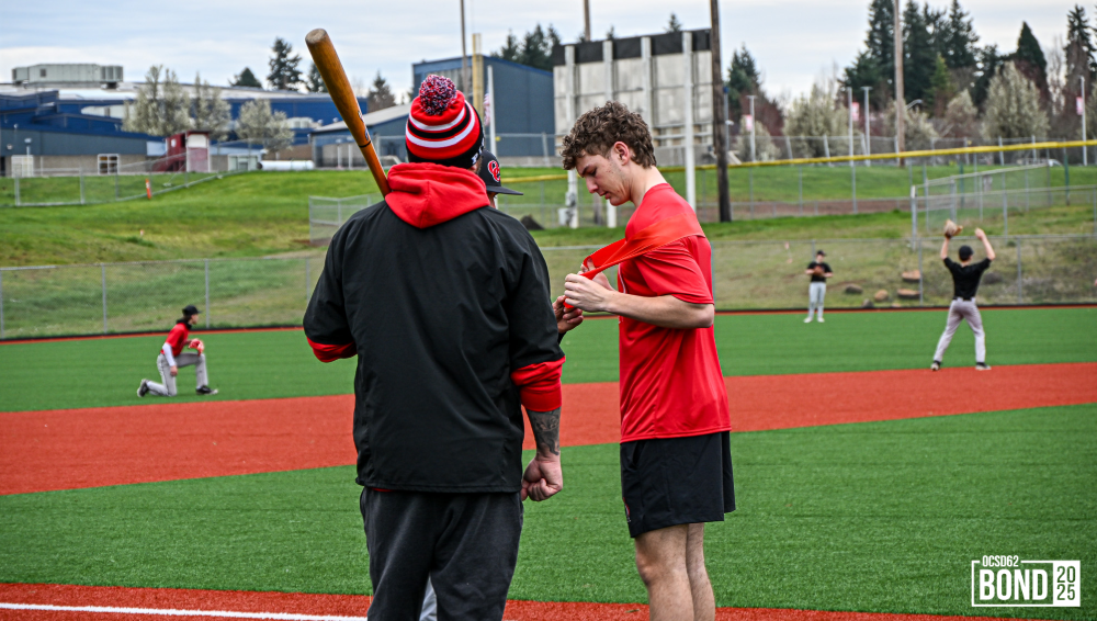 OCHS Varsity Baseball Ribbon Cutting, Baseball players, school staff, and bond teams were present
