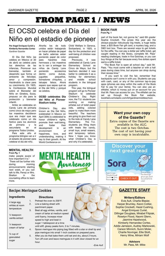 Gardiner Gazette page two - continuation of front page articles