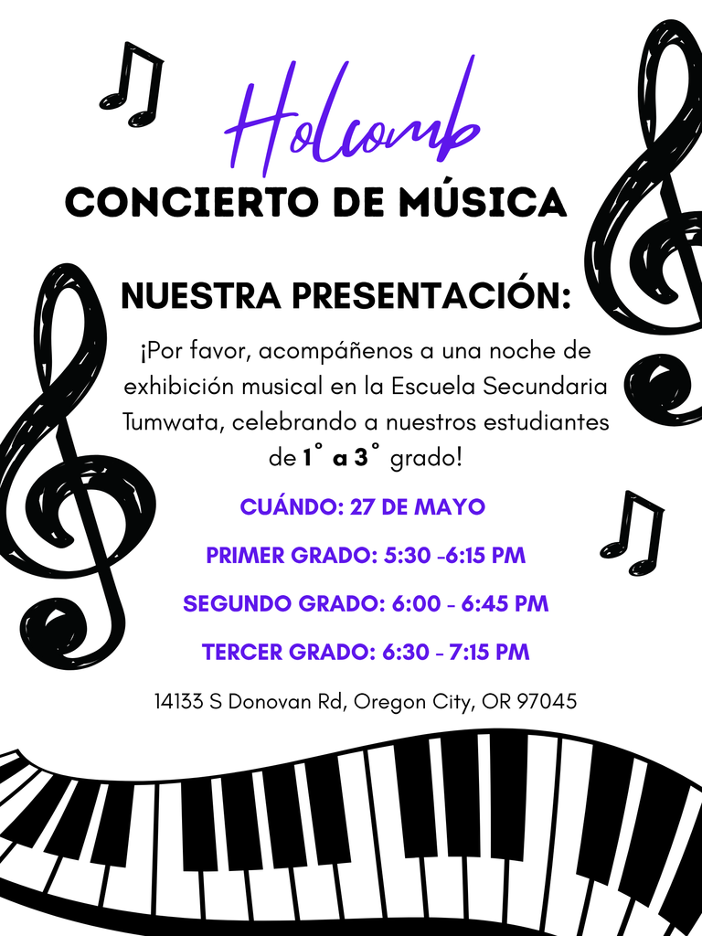 Holcomb Music Performance for 1st - 3rd grade - Spanish
