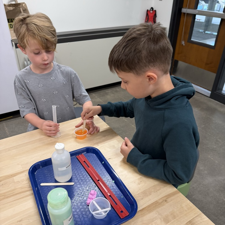 Students perform beginner chemistry.