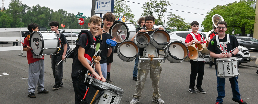 Drumline posing