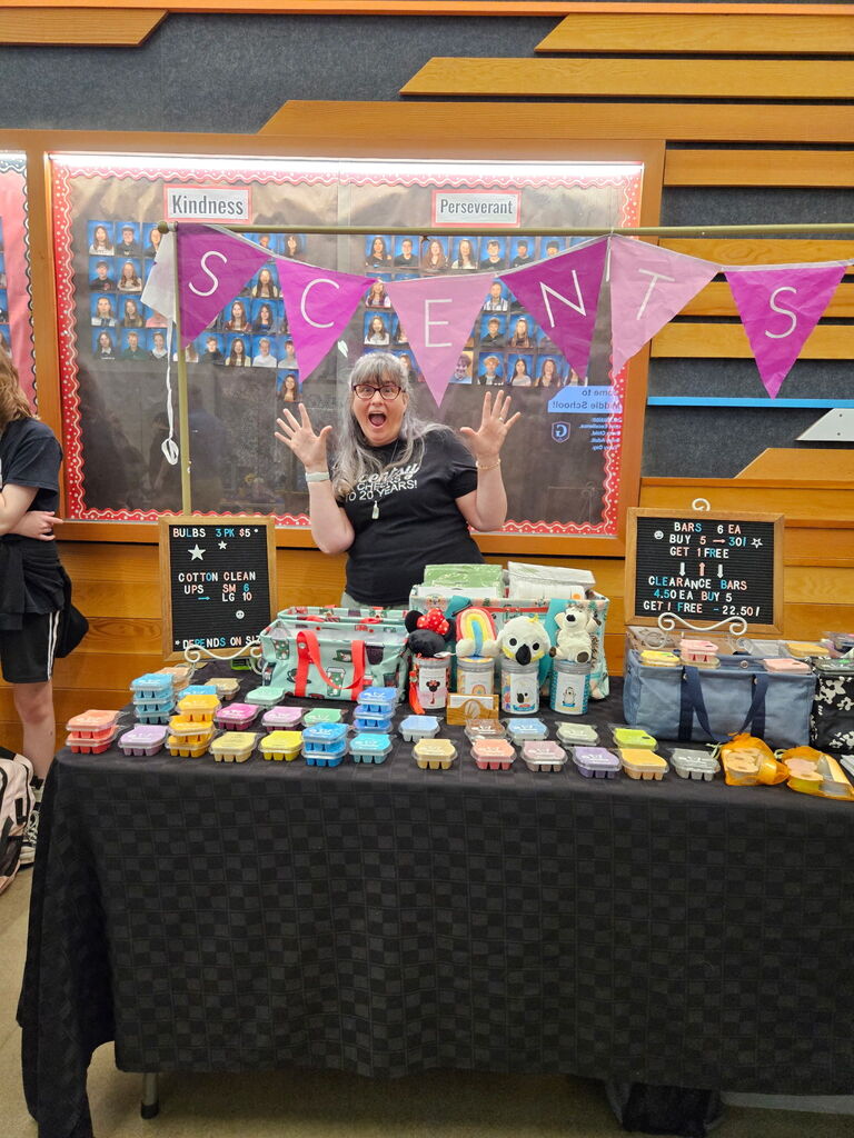 Scentsy products for sale with sales lady
