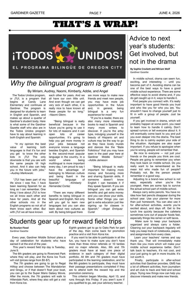 Gardiner Gazette - various articles page 7