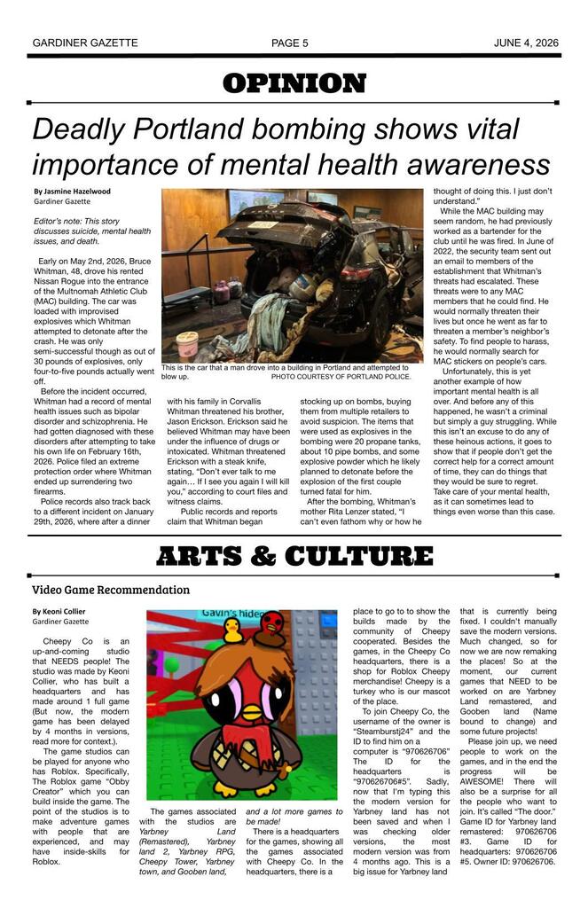 Gardiner Gazette - various articles - page 5