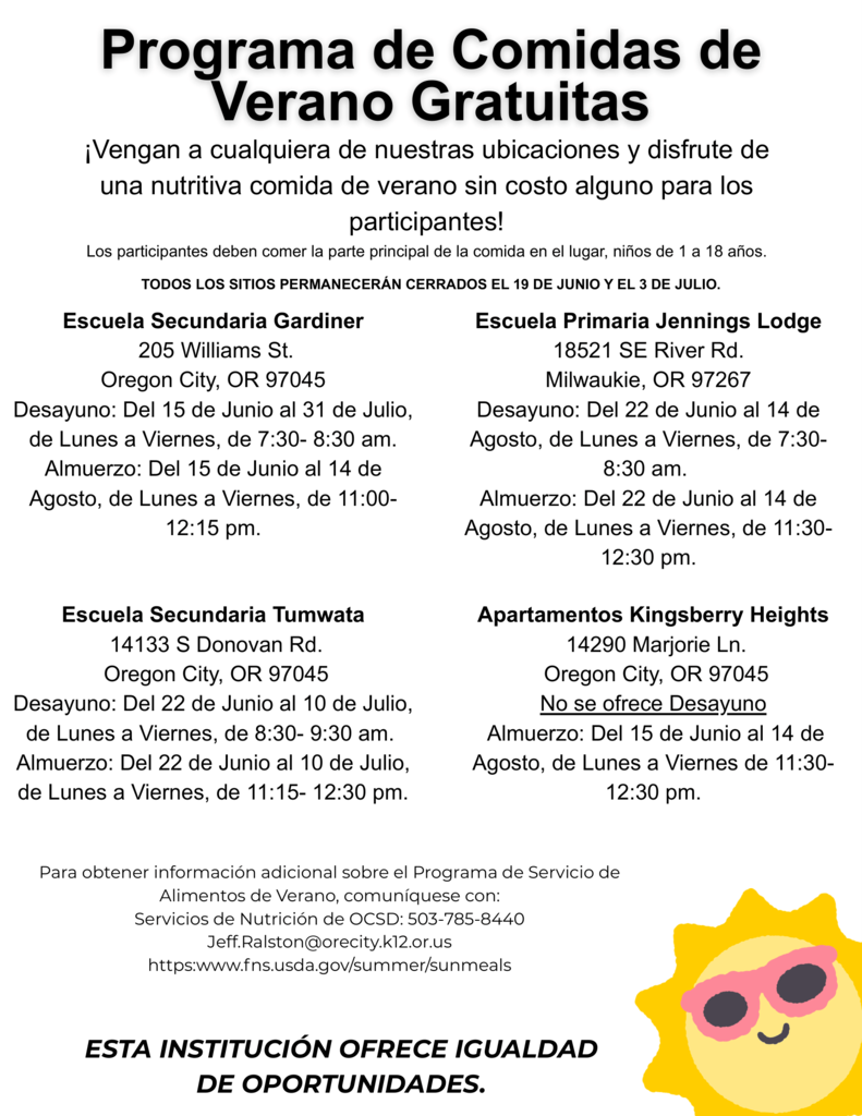 Programa de Comidas de Verano Gratuitas