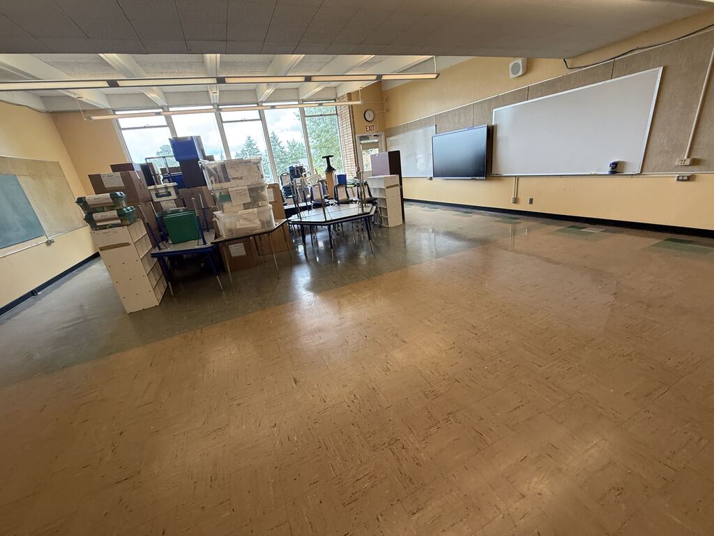 Classroom with items that had been moved from Candy Lane Elementary.