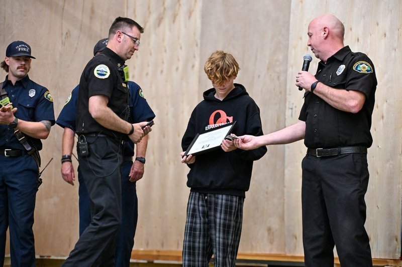 Skylar Delaunay Presented with Citizen Life Saving Award from Clackamas Fire District
