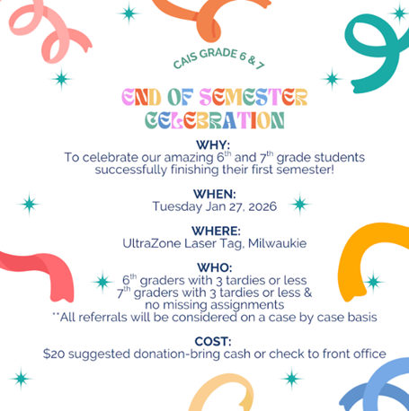 6 & 7 Grades Celebration on Jan 27, 2026