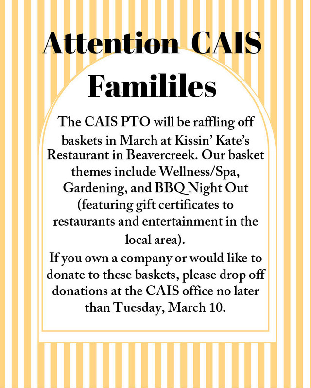  PTO raffling for some great gift baskets. They are looking for donations. More information to follow regarding the raffle itself
