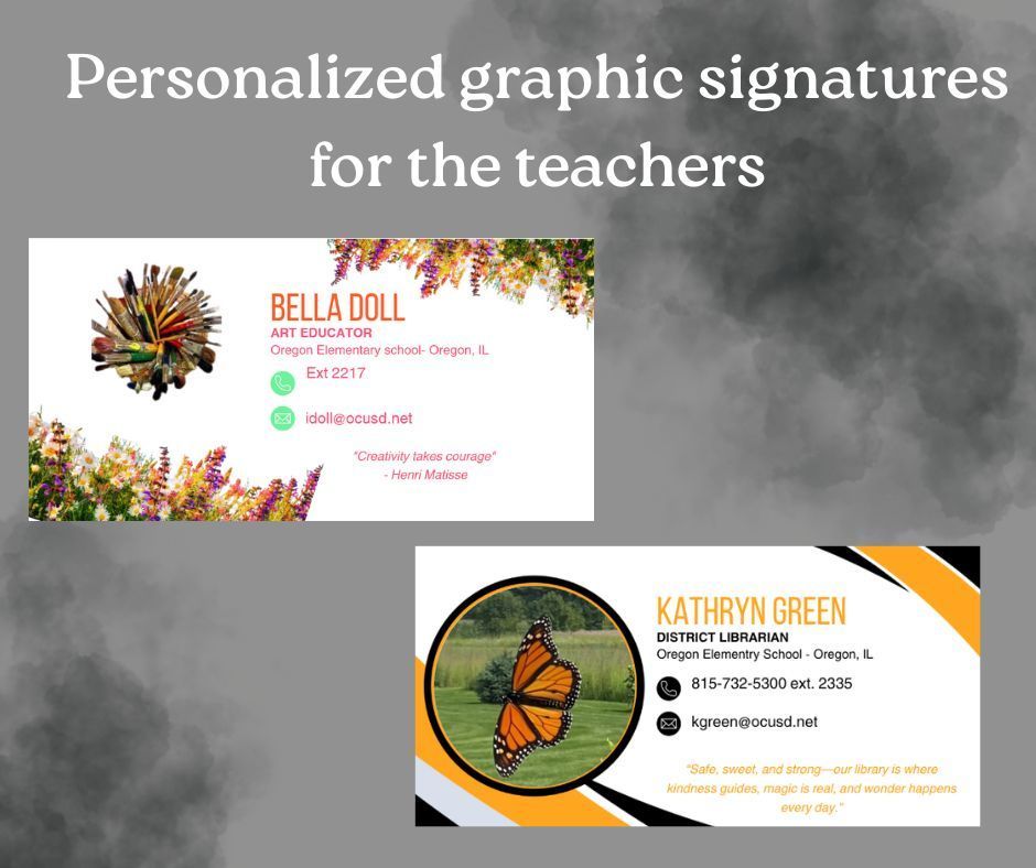 Personalized graphic signatures for the teachers