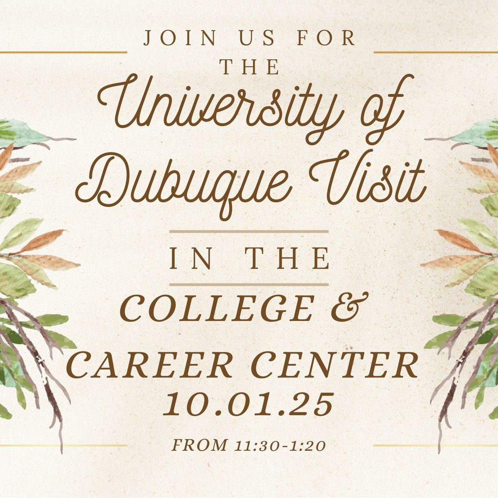 Join us fo he Univesity of Dubuque Visit 10.01.2025