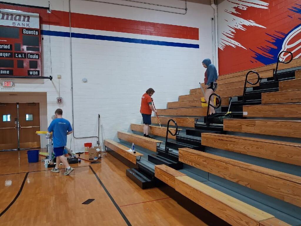 cleaning bleachers